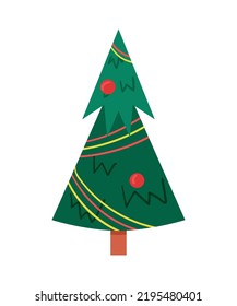 Style Christmas tree isolated on a white background.
