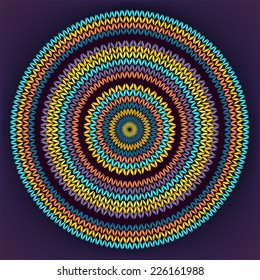 Style Circle Simple Color Needlework Background, Ornamental Yellow Orange Blue Round Knitted Pattern