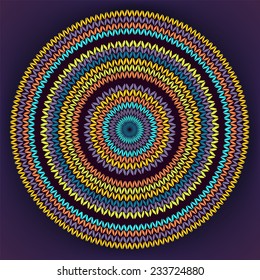 Style Circle Simple Color Needlework Background, Ornamental Yellow Orange Blue Round Knitted Pattern