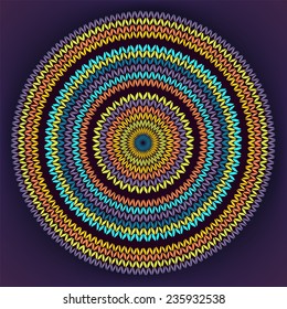 Style Circle Simple Color Needlework Background, Ornamental Yellow Orange Blue Round Knitted Pattern