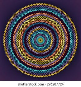 Style Circle Simple Color Needlework Background, Ornamental Yellow Orange Blue Round Knitted Pattern