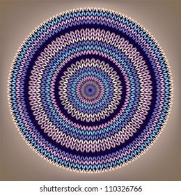 Style Circle Simple Color Vector Needlework Background, Ornamental Round Knitted Pattern