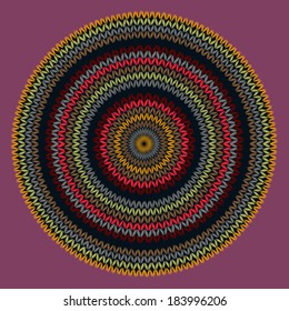 Style Circle Simple Color Vector Needlework Background, Ornamental Round Knitted Pattern