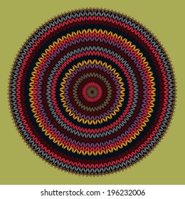 Style Circle Simple Color Vector Needlework Background, Ornamental Round Knitted Pattern