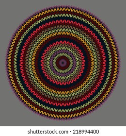 Style Circle Simple Color Vector Needlework Background, Ornamental Round Knitted Pattern