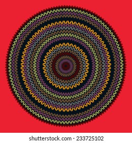 Style Circle Simple Color Vector Needlework Background, Ornamental Round Knitted Pattern