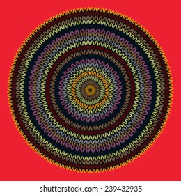 Style Circle Simple Color Vector Needlework Background, Ornamental Round Knitted Pattern