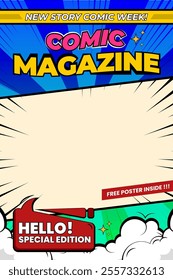 style comic magazine gradient background pop art template