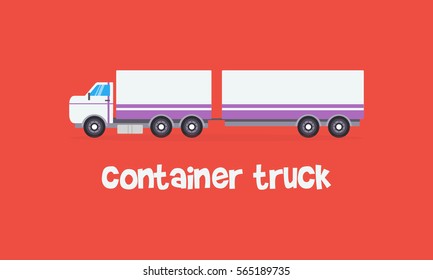 Style container truck on red backgrounds vector art