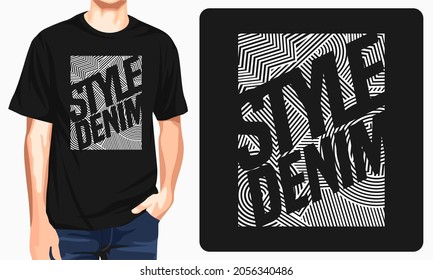 Style denim t-shirt design typography
