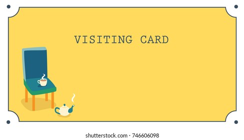 Style design visiting card with chair and cup of coffee.