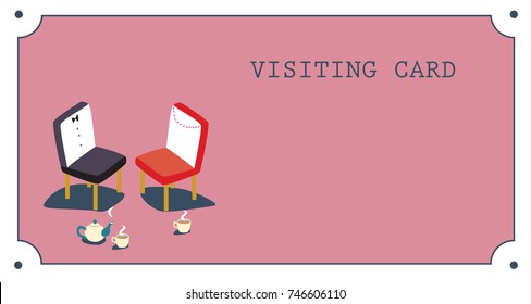 Style design visiting card with chairs. Pair of chairs in love. 