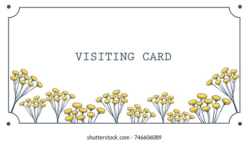 Style design visiting card with medical flowers.