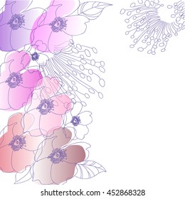 style dog-rose on white background
