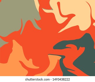The Style Of Ebru. Beige, orange and gray colors. Hand drawn vector background. Fashionable print for textiles, fabrics, packaging, covers, screensavers.