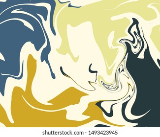 The Style Of Ebru. Green, blue and white colors. Hand drawn vector background. Fashionable print for textiles, fabrics, packaging, covers, screensavers.