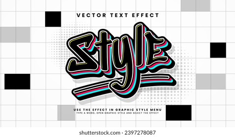 Style editable text style effect. Vector text effect with a comic cartoon theme and graffiti text.