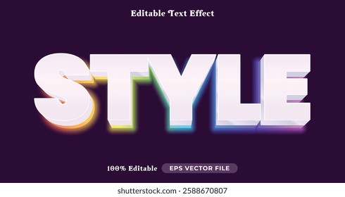 Style editable text effect, white font syle template