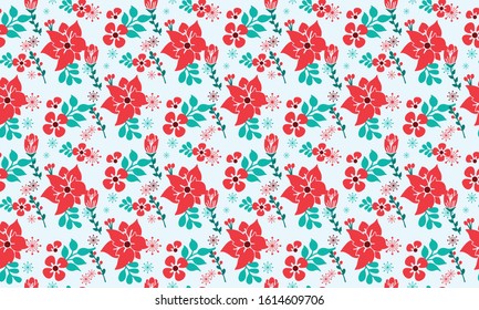 Style elegant Christmas floral pattern background, with beautiful red flower.