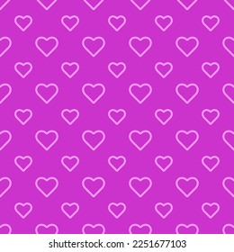 style Endless seamless pattern of hearts bright Pink vector hearts on a Purple background Wallpaper for wrapping paper Background. Vector illustration Fabric design. Pattern with hearts Heart