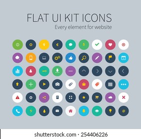 Style flat icons set for webdesign or mobile application.