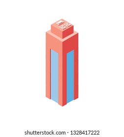 Style flat isometric city of building skyscraper house element industry and housing without shadows cut out