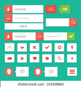 Style flat ui kit design login bar for flat web design with icons / Flat ui kit simple login bar design