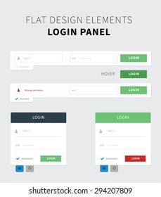 Style Flat Ui Kit Design Login Bar For Flat Web Design. Sign Up Panel With Interactive Functions. Simple Design For Clean Flat Web.
Horizontal Login, Sign Up Panel.