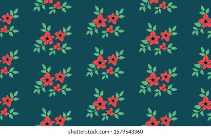 Style floral pattern background, bright red flower.