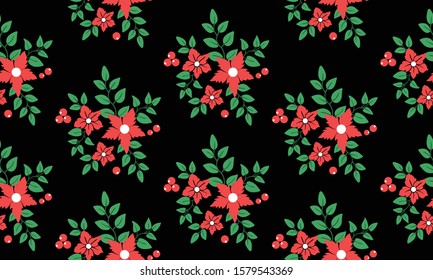 Style floral pattern background, bright red flower.