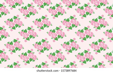 Style floral pattern background, pink rose flower art.