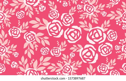 Style floral pattern background, pink rose flower art.