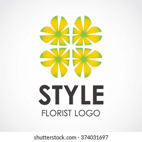 Style florist of motion flower abstract vector and logo design or template natural plant business icon of company identity symbol concept