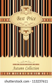 Style Frame or flyer or packing or banner in Autumn colors  with bows and ribbons