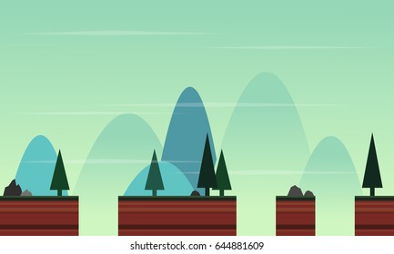 Style game background with landscape cartoon
