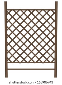 Style Garden Fence In The Form Of A Lattice Of Bamboo. Vector Illustration.