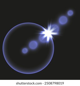 Estilo Círculo de luz deslumbrante aislado fondo negro. Diseño de Plantilla de estrella del sistema solar. Vector Elemento destacado para Web de fotos Diseño gráfico de redes sociales