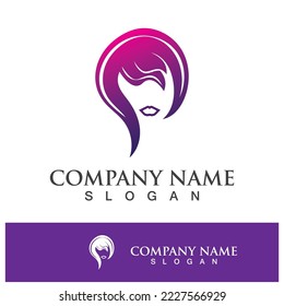 Style hair woman icon logo vector illustration design