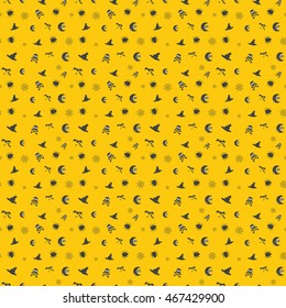 The style of Halloween Seamless Pattern Background.