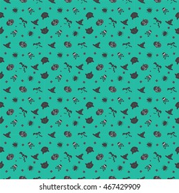 The style of Halloween Seamless Pattern Background.