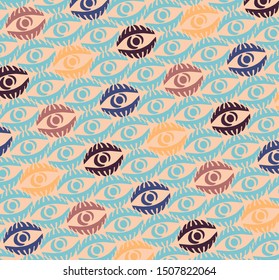 Рattern in the style of hand drawn eyes. Pattern for fashion with eyes. The template for the cover fabric, books. Modern design for the fabric.