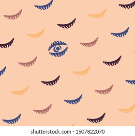 Рattern in the style of hand drawn eyes. Pattern for fashion with eyes. The template for the cover fabric, books. Modern design for the fabric.
