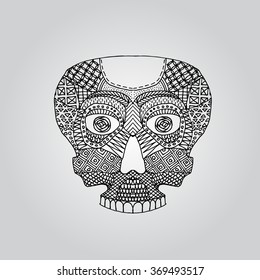 Style hand drawn skull. Vector illustration