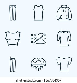Style icons line style set with high-round collar, sleeveless, cropped top and other mexico costume elements. Isolated vector illustration style icons.