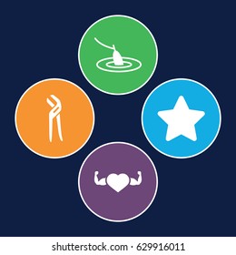 Style icons set. set of 4 style filled icons such as pliers, heart with muscles, star