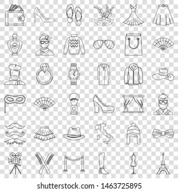 Style icons set. Outline style of 36 style vector icons for web for any design