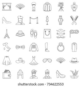 Style icons set. Outline style of 36 style vector icons for web isolated on white background