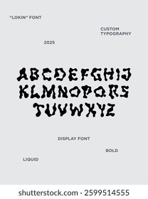 Style ink display font typerface acid costom vector liquid poster alphabet editable