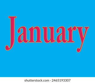 Style January Word in Design and Sky Colour Background iin design