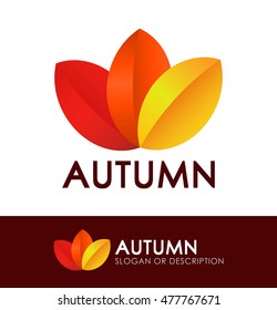 Style Logo with Autumn Leaves isolated on white and dark background. Vector Illustration